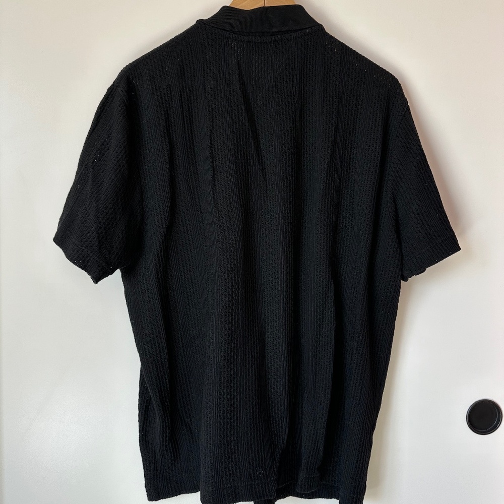 Banana Republic Mens Black Crochet Knit Collared Button Down - Picture 4 of 4